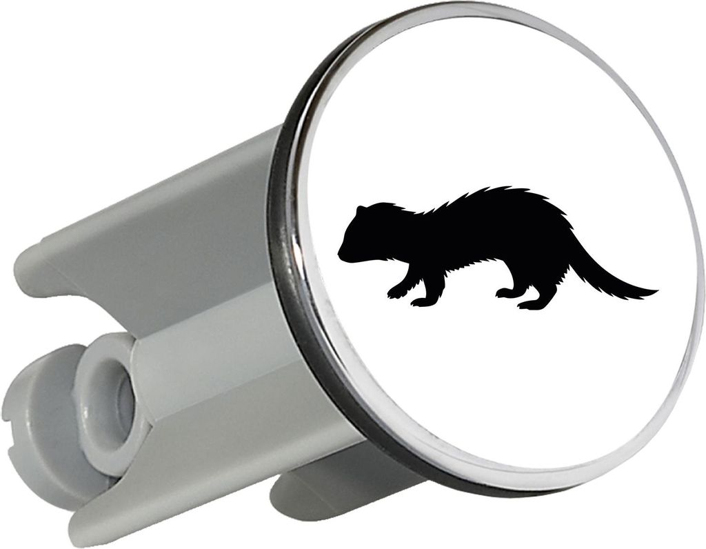 Huuraa Waschbeckenstöpsel Frettchen Silhouette 4cm höhenverstellbar Abflussstopfen Geschenkidee