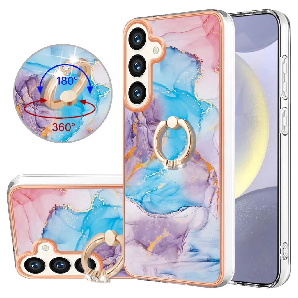 Custodia Samsung S25 Blu Fantasia - Supporto Anello e Design TPU