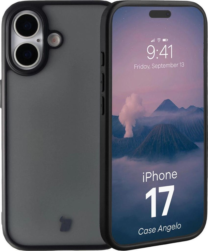 Bizon Case Angelo Apple iPhone 17 rauchig mit schwarzem Rahmen