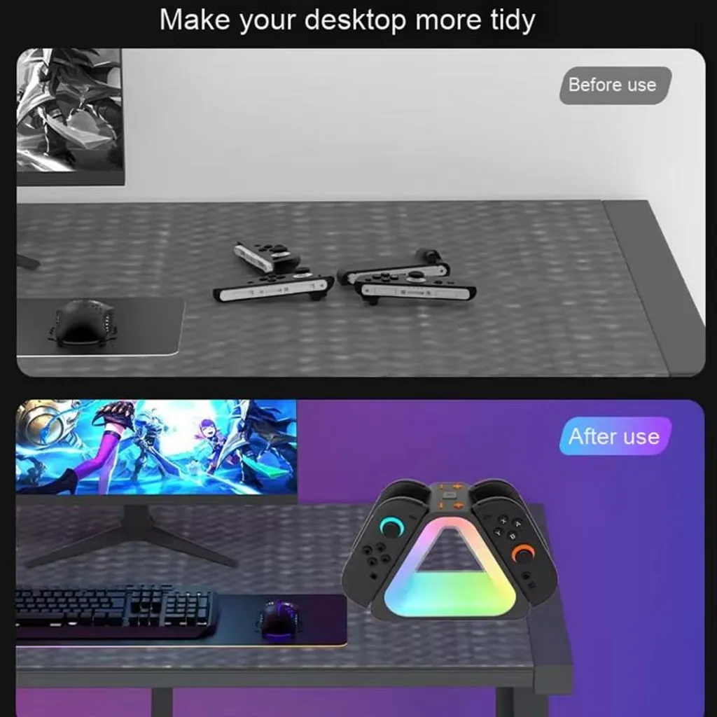 Station de Charge 4 Joy-Cons avec Colonnes Lumineuses et Design Compact - 9