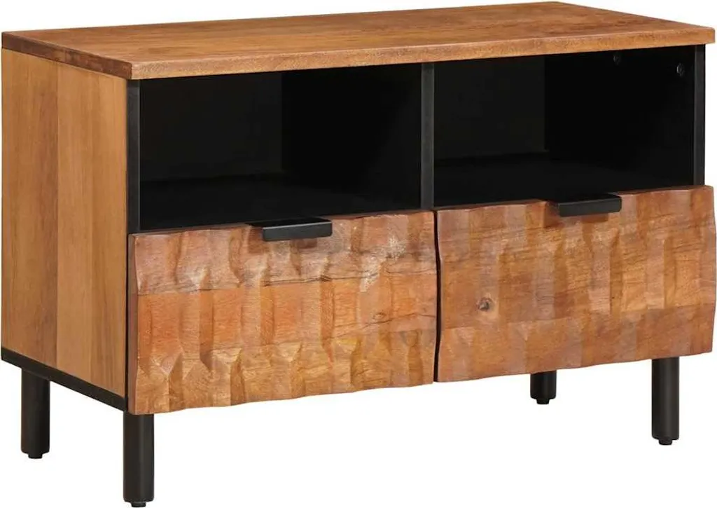 SYFAX Mobile TV Acacia 70cm - Mobiletto Porta TV Legno Massello Marrone