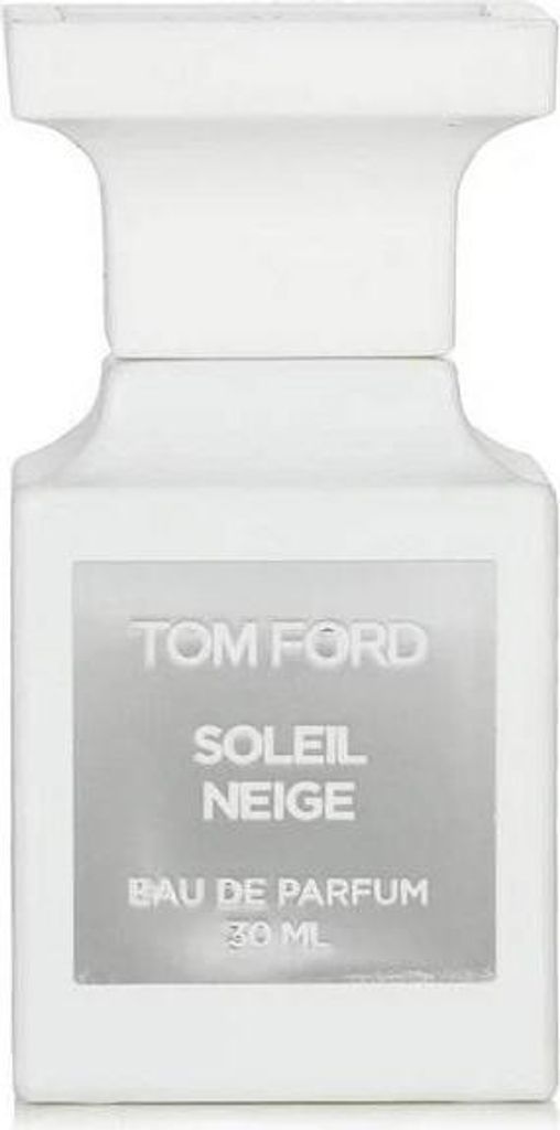 A white bottle of Tom Ford Soleil Neige Eau de Parfum.