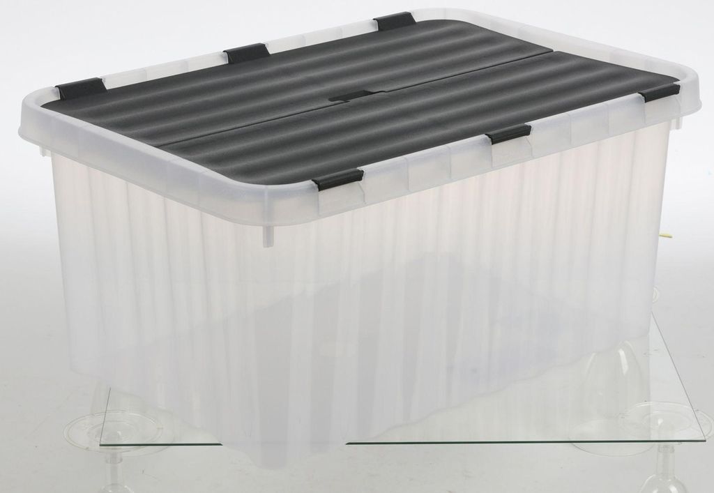 Aufbewahrungsbox mit Klappdeckel 16 Liter – Stapelbare Kunststoffbox – Ordnungsbox ca. 43 x 29 x 20 cm