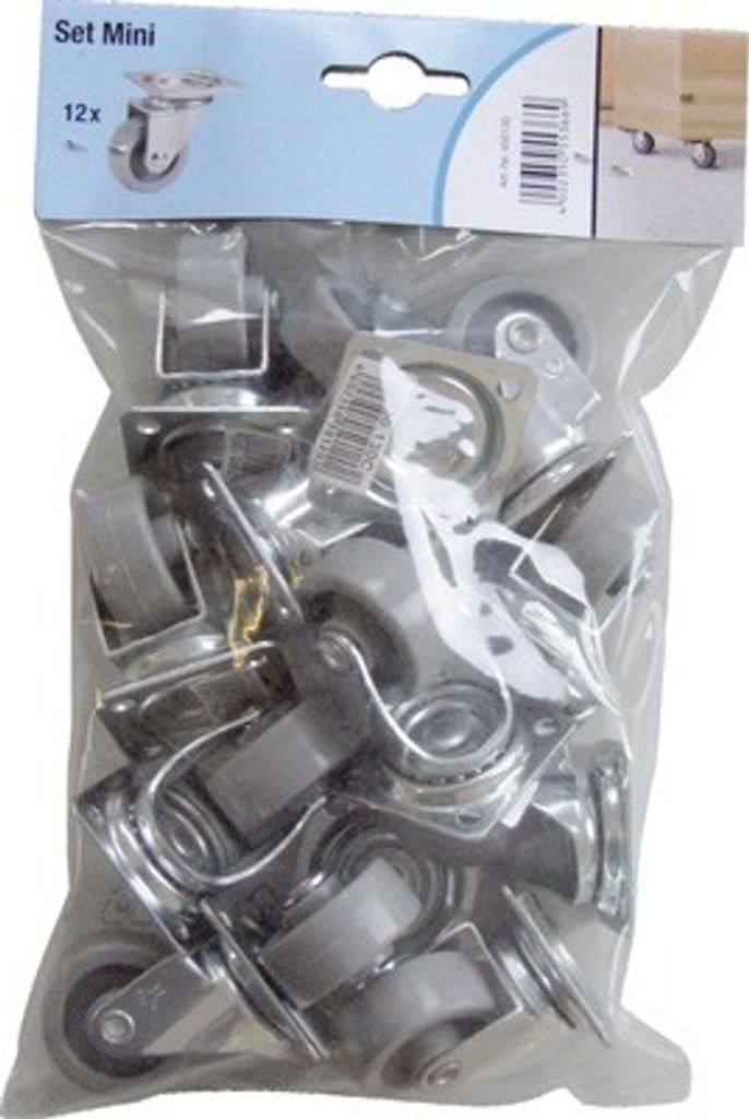 Möbel-Lenkrolle-Mini, bis 35 kg, 36 x 50 x 15 mm, 12 Stück