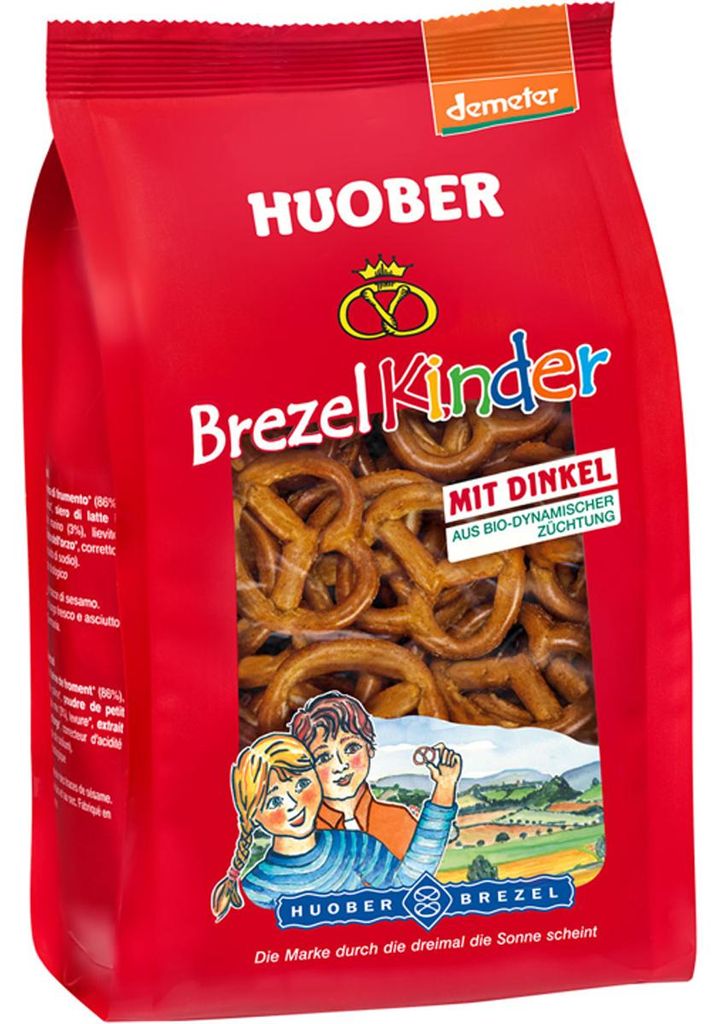 Verpackungsbild Huober Bio Brezel Kinder aus Dinkel knuspriges Laugengebäck 125g