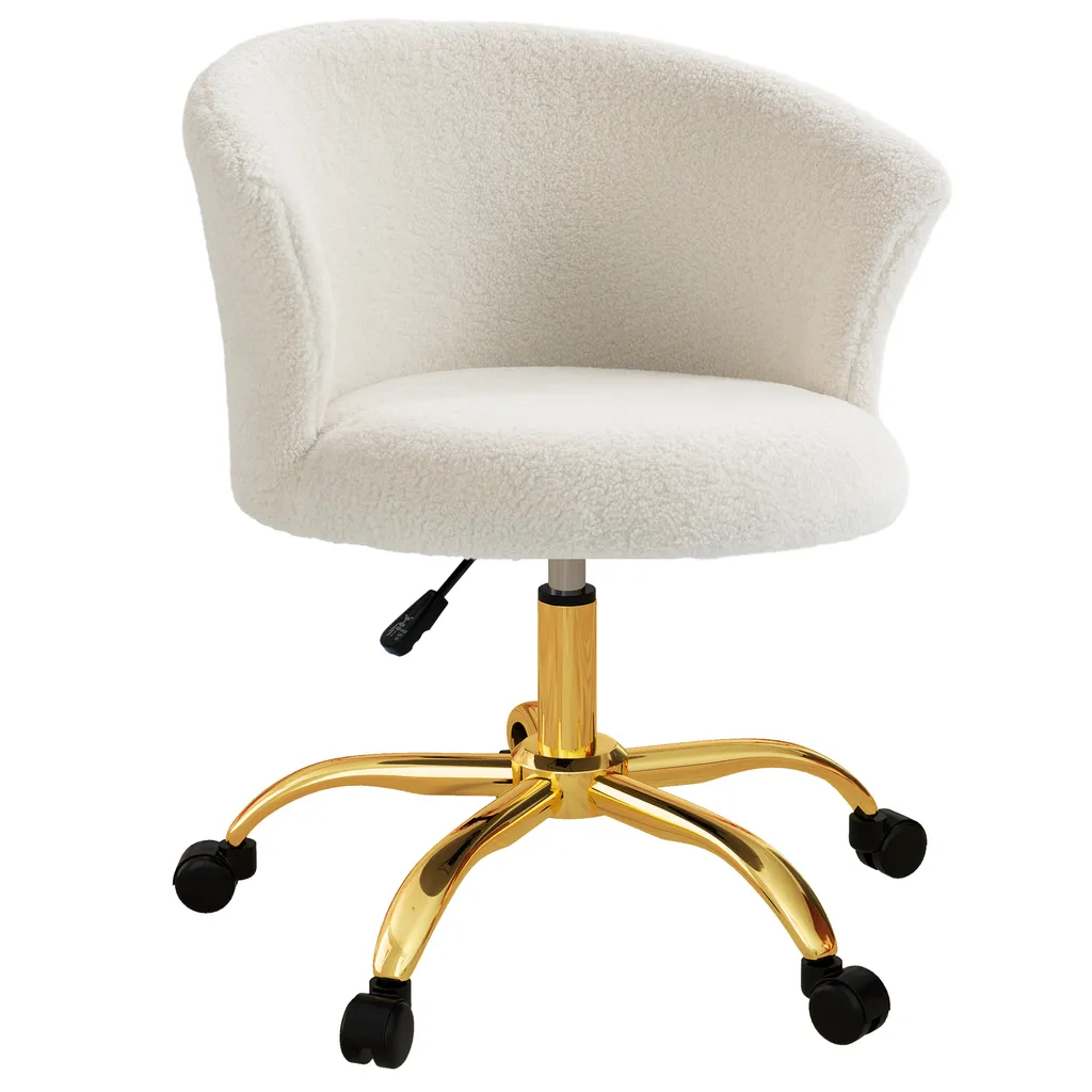 Chaise de Bureau pour Télétravail et Maquillage Design Blanc et Or