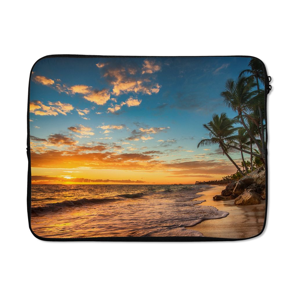 MuchoWow Laptop Hülle 15 Zoll Strand - Sonnenuntergang - Meer - Palme Laptoptasche - Laptoptasche - Sleeve - Rundum-Schutz