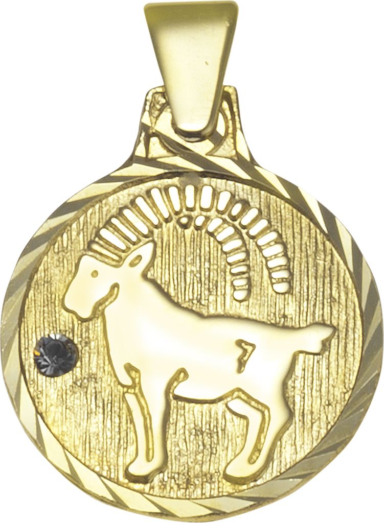 F Anhänger Sternzeichen Steinbock 333/- Gold 1,7cm gelb Kristall 203340101SB