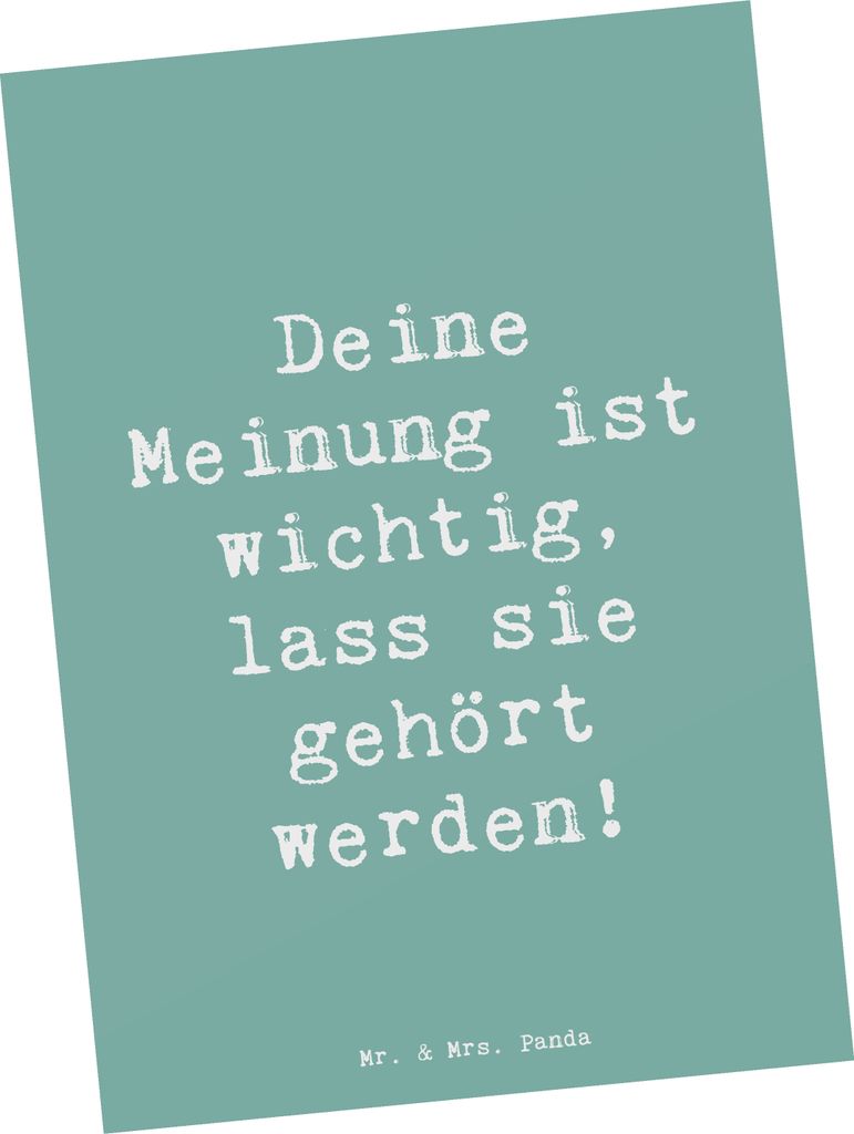 Mr. & Mrs. Panda Postkarte Spruch Mutig zu seinen Meinungen stehen - Meeresbrise - Geschenk, Vertrauem, Zuversicht, Trost, Überzeugungen zeigen, E...