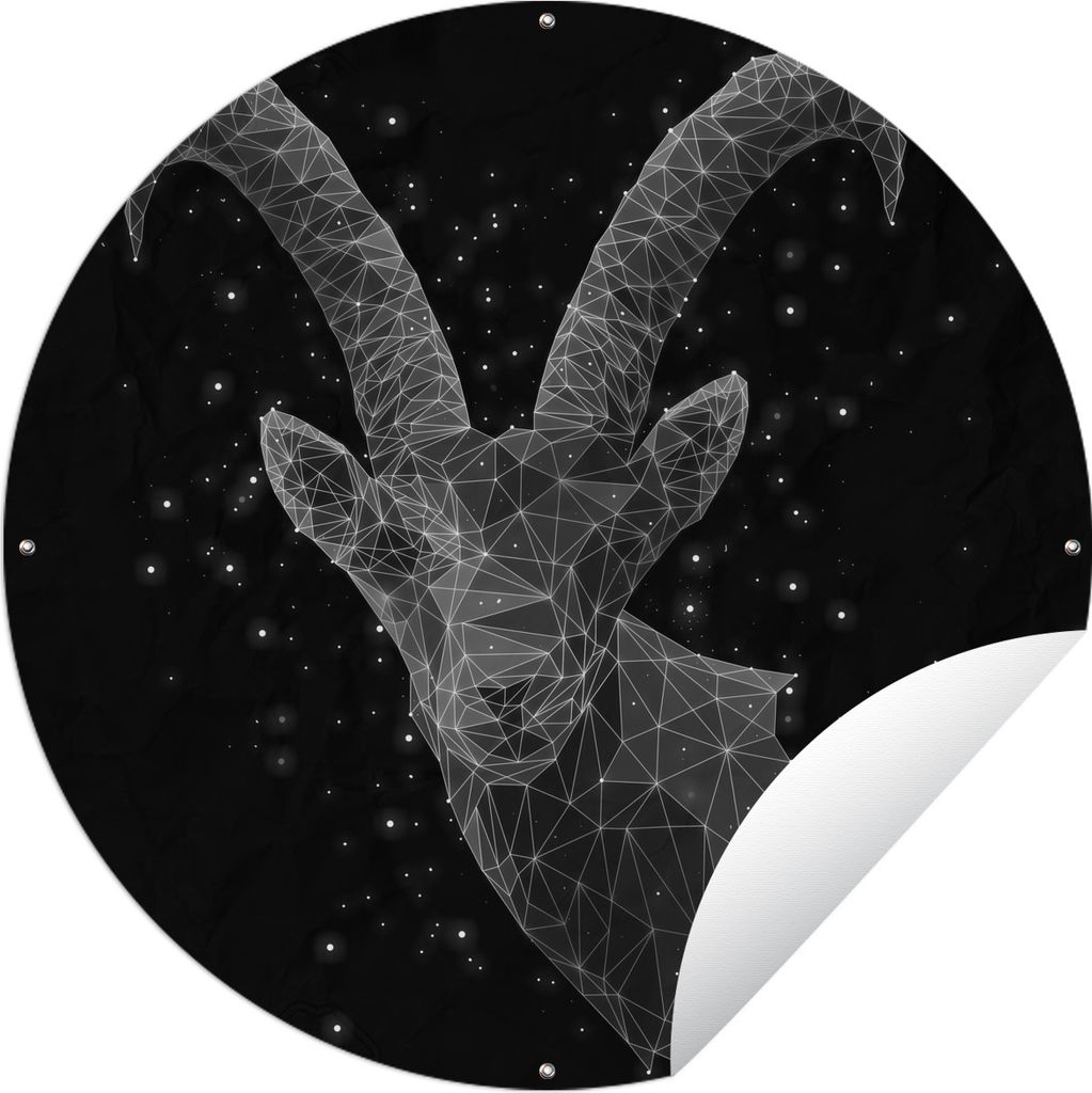 MuchoWow Gartenposter Outdoor-Poster Rund Astrologische Illustration Sternbild Steinbock Ø 120 cm Gartendeko Rundes Poster draußen