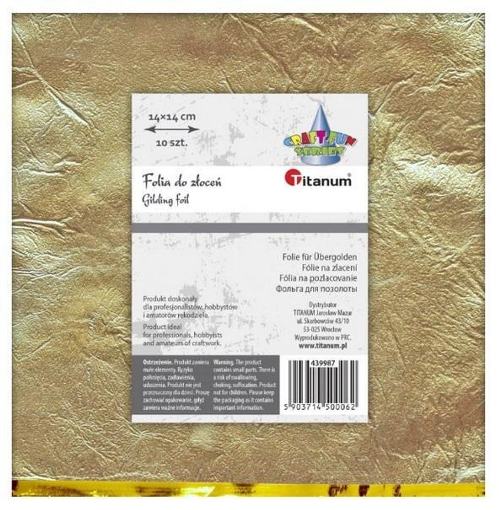 Folie zum Vergolden 14x14 cm 10 Stück Gold Titanum