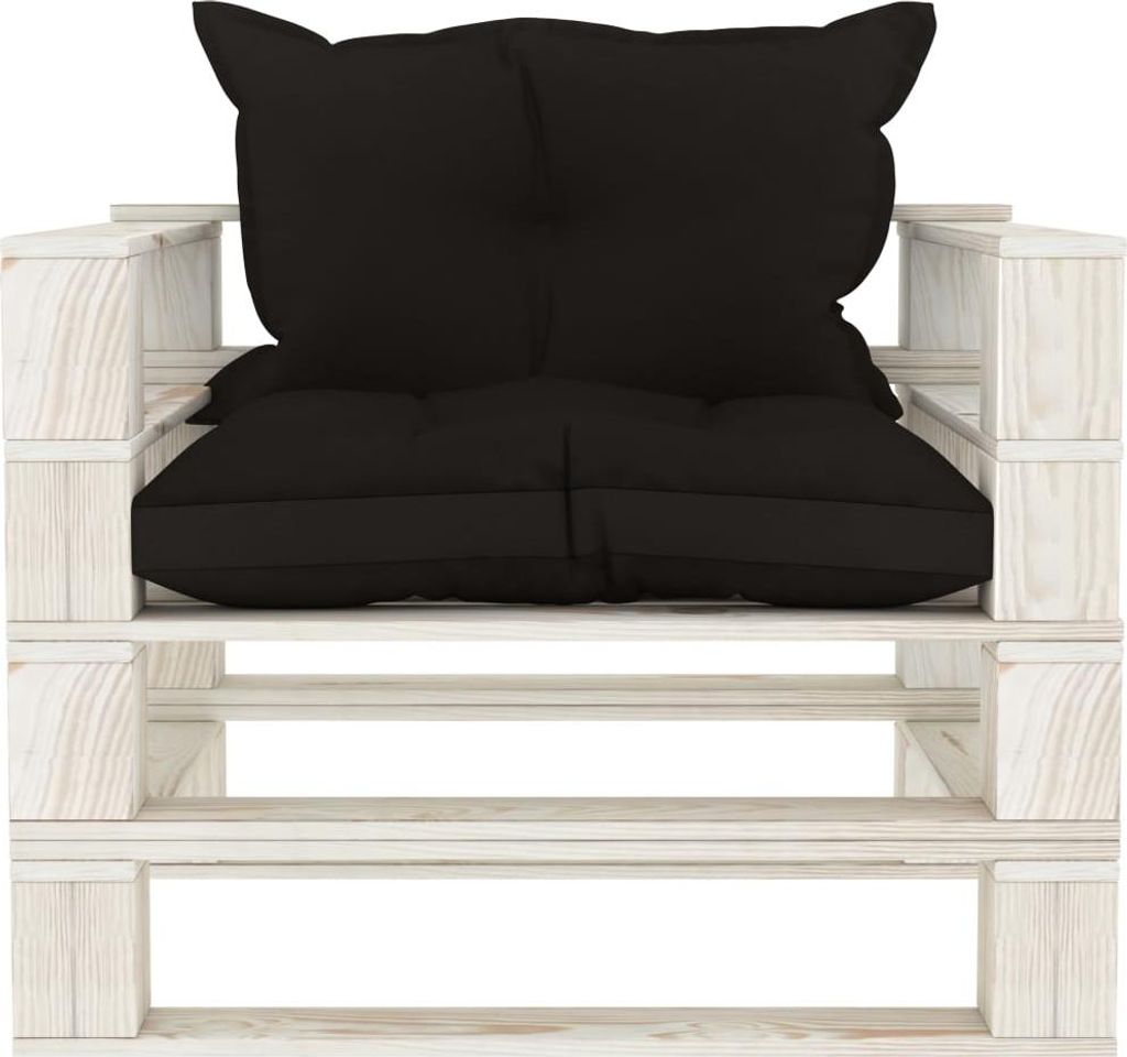 vidaXL Garten-Palettensofa mit Kissen in Schwarz Holz