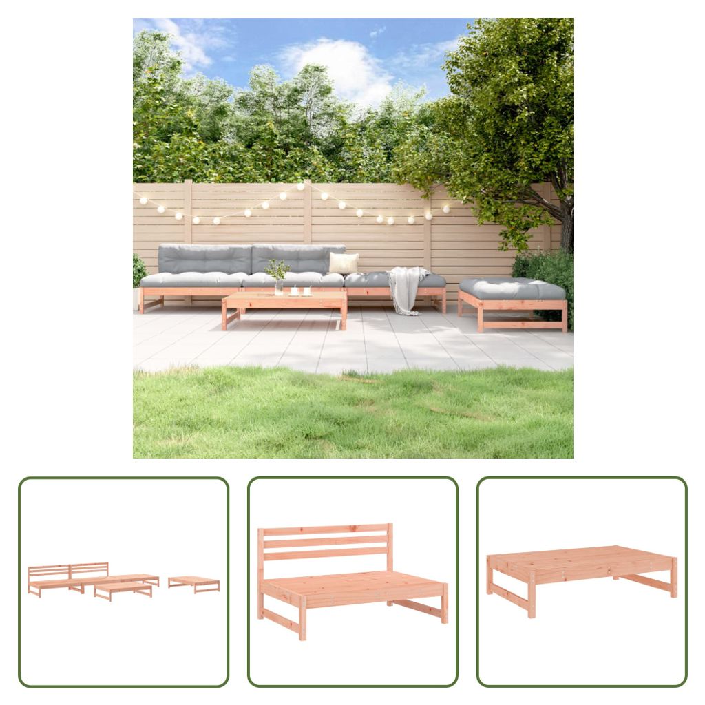 The Living Store 5-tlg. Garten-Lounge-Set Massivholz Douglasie