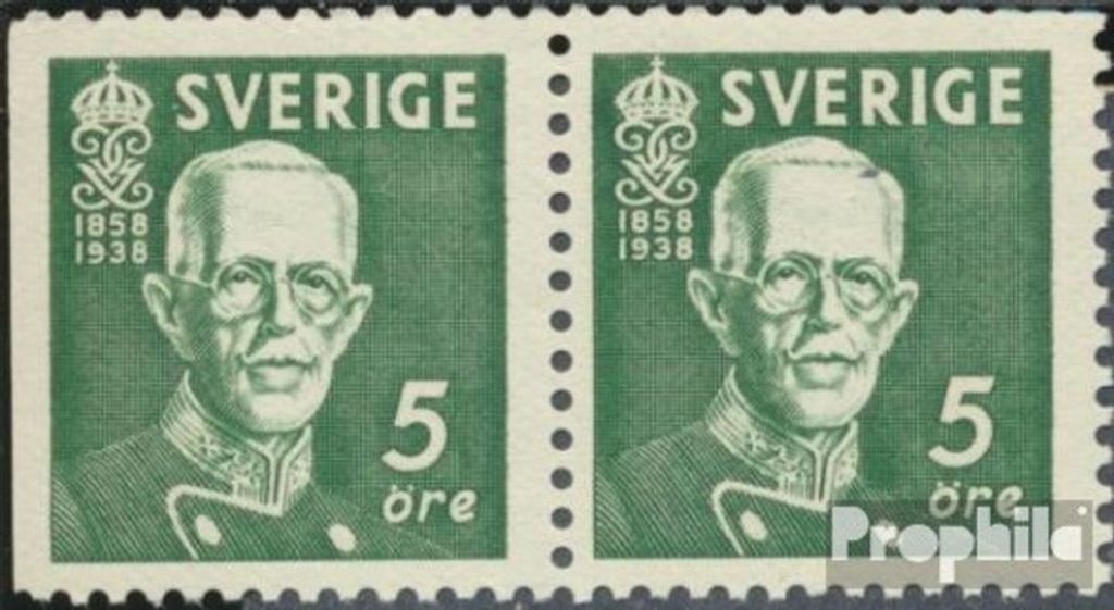 Briefmarken Schweden 1938 Mi 250Dl/B Paar postfrisch König Gustaf V