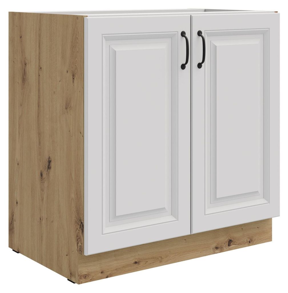 Unterschrank 80 cm Stilo Weiss + Eiche Artisan Küchenzeile Produktbild 