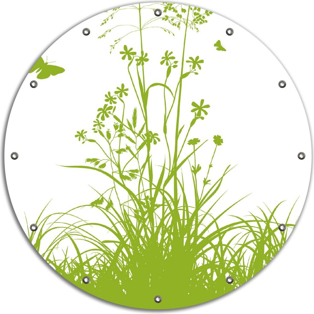 Wallario rundes Outdoor-Poster für Garten oder Balkon, Motiv Grüne Sommerwiese, 90 cm Durchmesser