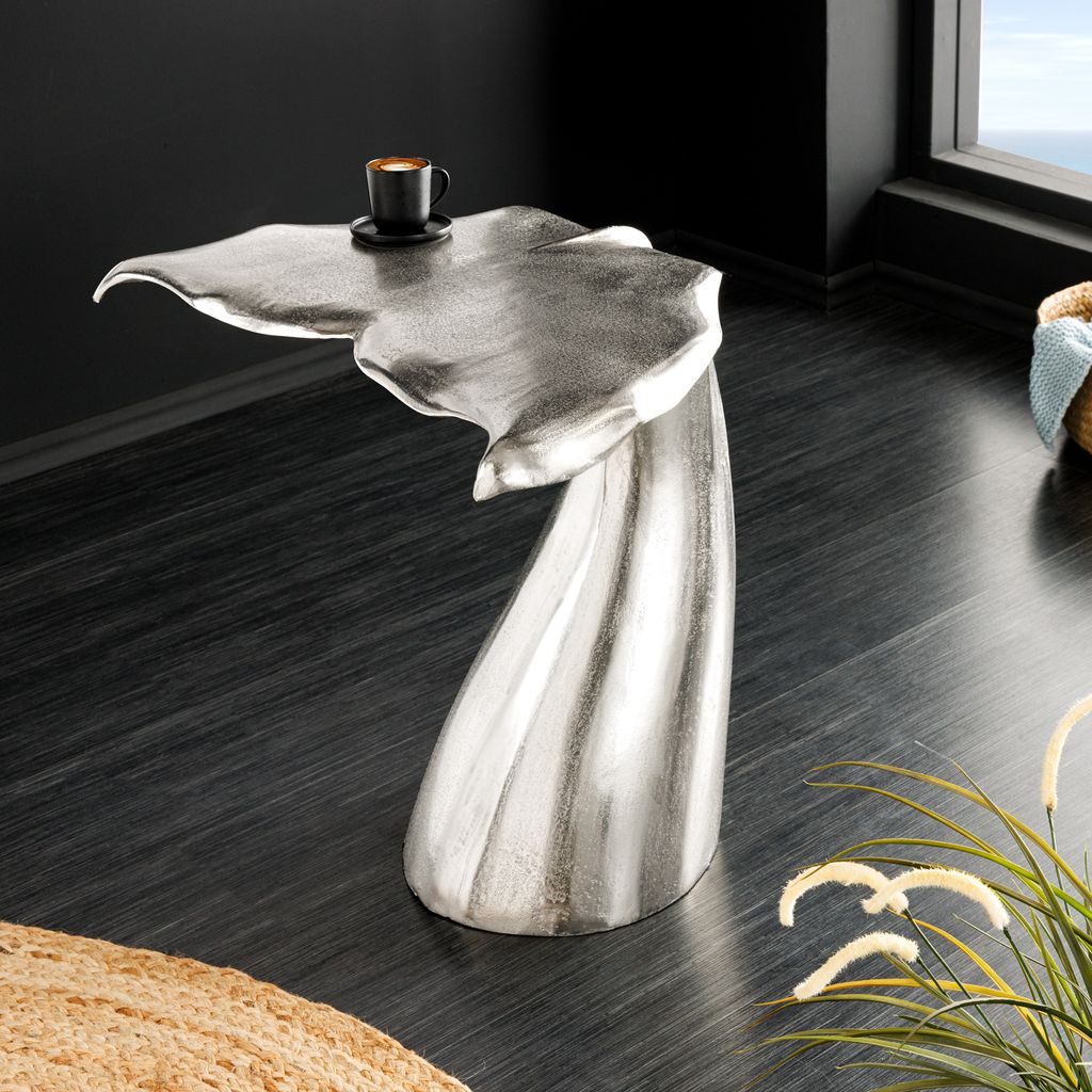 riess-ambiente Design Beistelltisch WILDLIFE Walflosse 60cm silber Metall Couchtisch Tisch