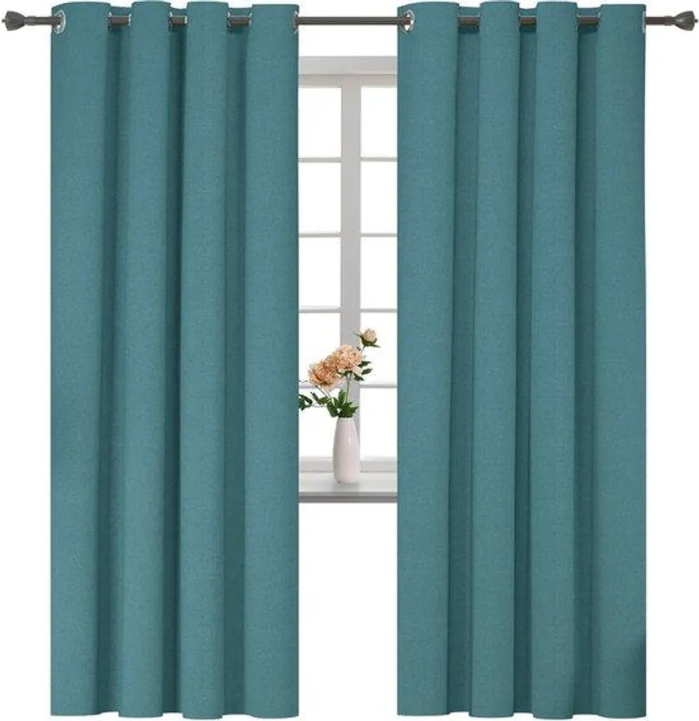 Rideaux isolants pour chambre et salon vert - 2 pièces de 140 x 240 cm