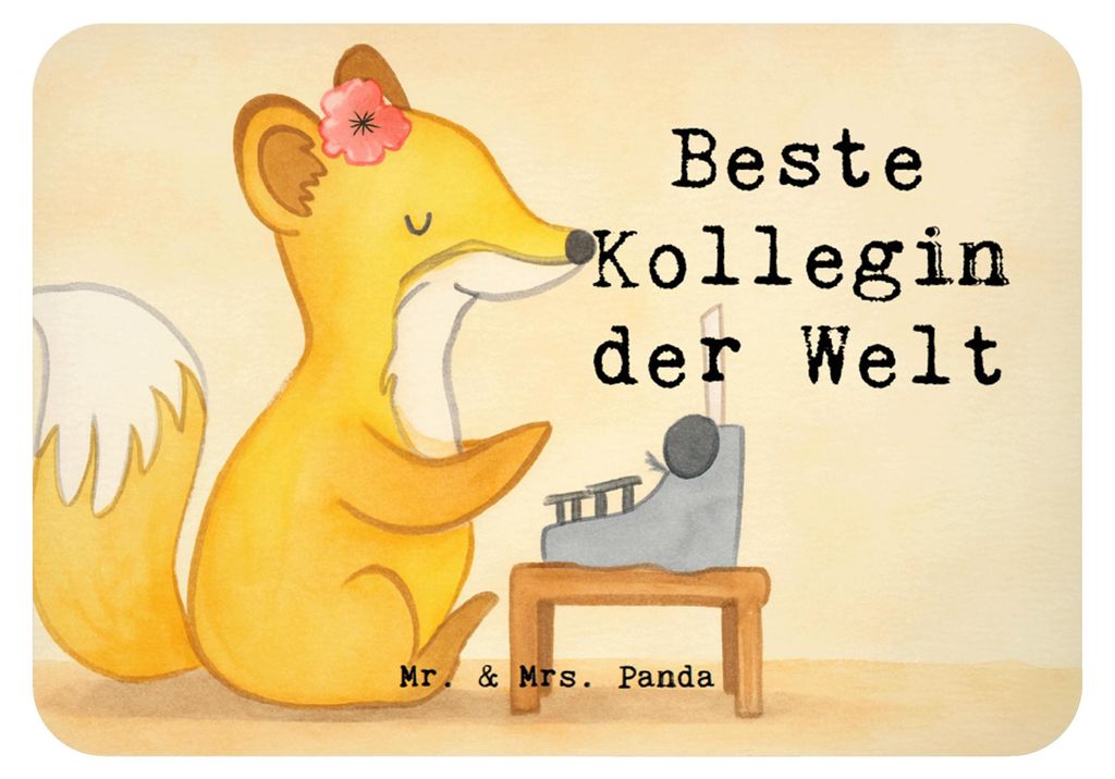 Mr. & Mrs. Panda magnet Fuchs Beste Kollegin der Welt Design - Weiß - Geschenk, whiteboardmagnet, Freundin, Dankeschön, Büro, Kühlschrankmagnet...