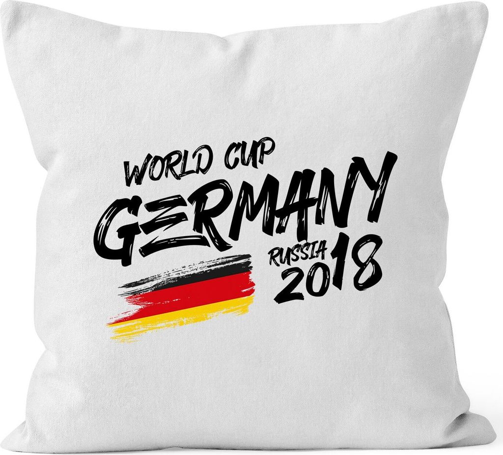 Kissen-Bezug Deutschland WM Fußball Weltmeisterschaft 2018 World Cup Fanartikel Fan-Deko WM-Deko Germany Kissen-Hülle Deko-Kissen Baumwolle MoonW...