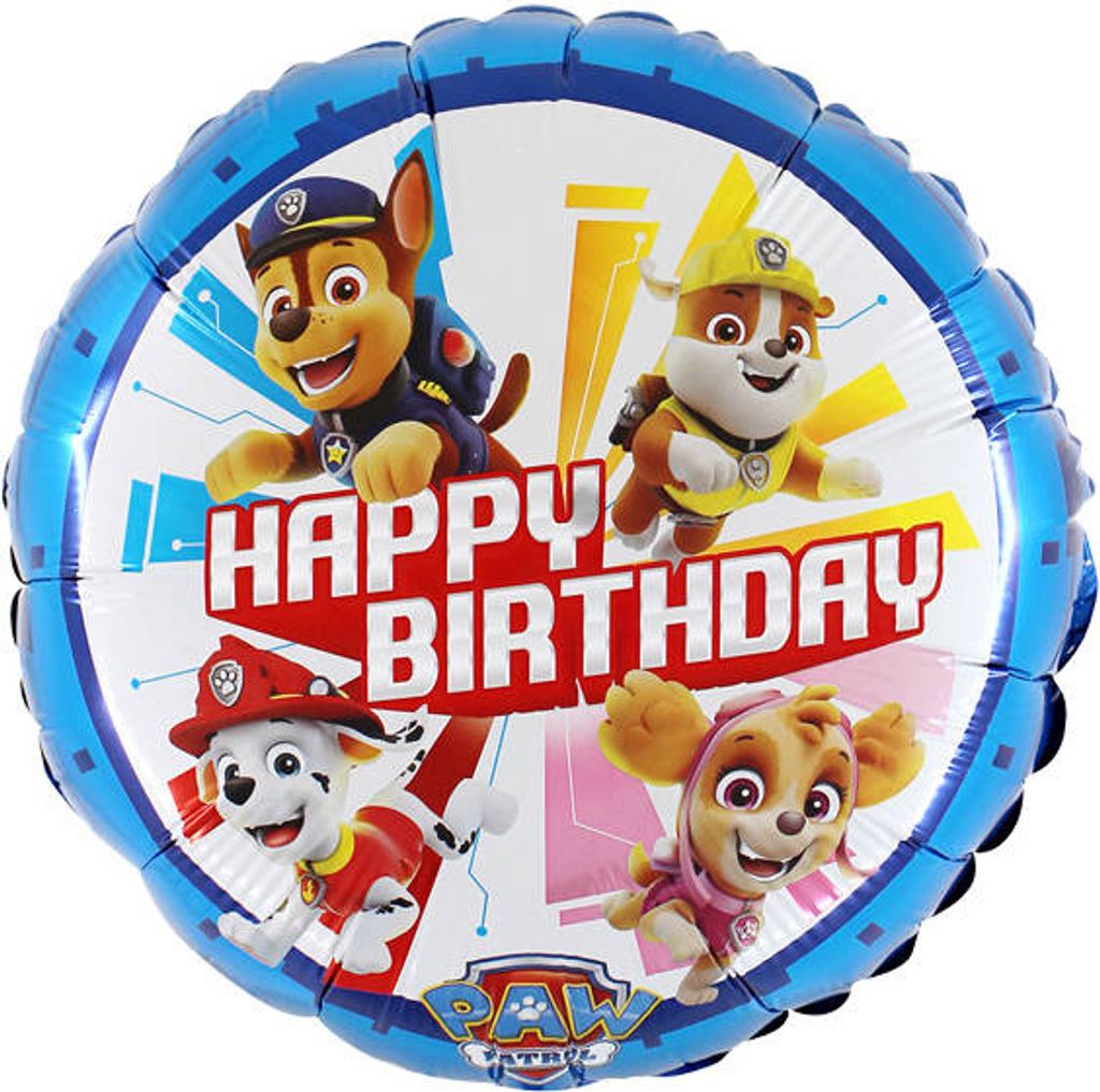 1 Folienballon Rund Paw Patrol - Happy Birthday, 46 cm / 18 Immagine del prodotto 