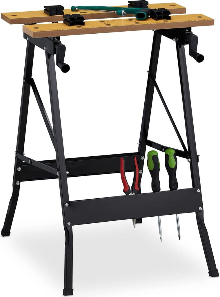 LUXTOM | Werkbank Werk-und Spanntisch, 56x78x62cm, Arbeitstisch höhenverstellbar, Werkbank mit Spannbacken