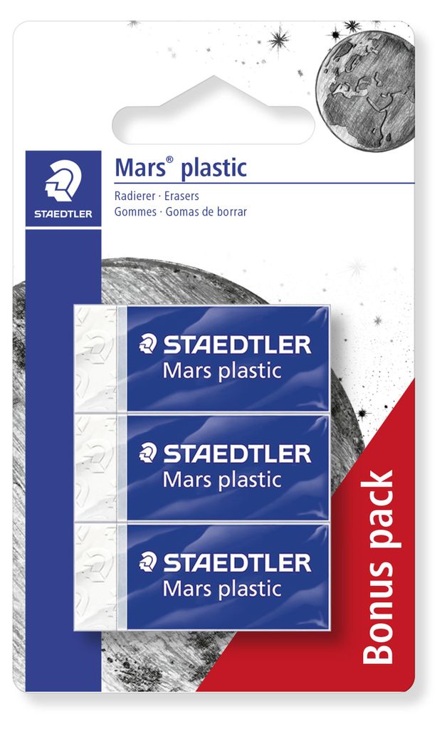STAEDTLER Mars plastic 526 53 Radierer Blisterkarte mit 3 Produktbild 
