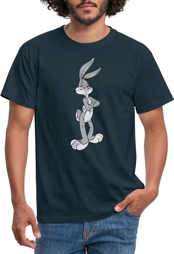 Spreadshirt Looney Tunes Bugs Bunny Vintage Pose Männer T-Shirt, S, Navy