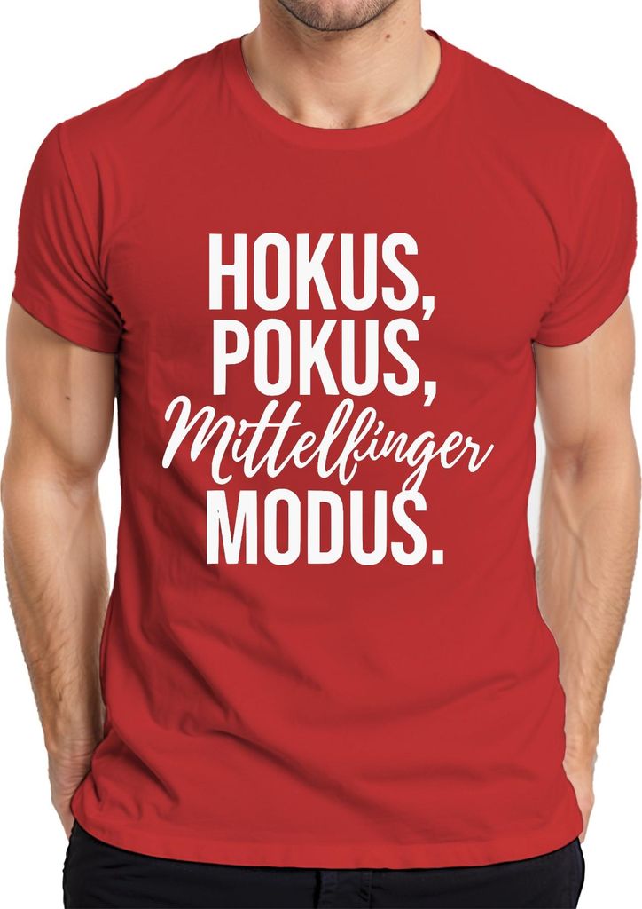Hokus Pokus Mittellfinger Modus aktiv Lustiger Spruch Sarkasmus Herren T-Shirt, Rot, 3XL