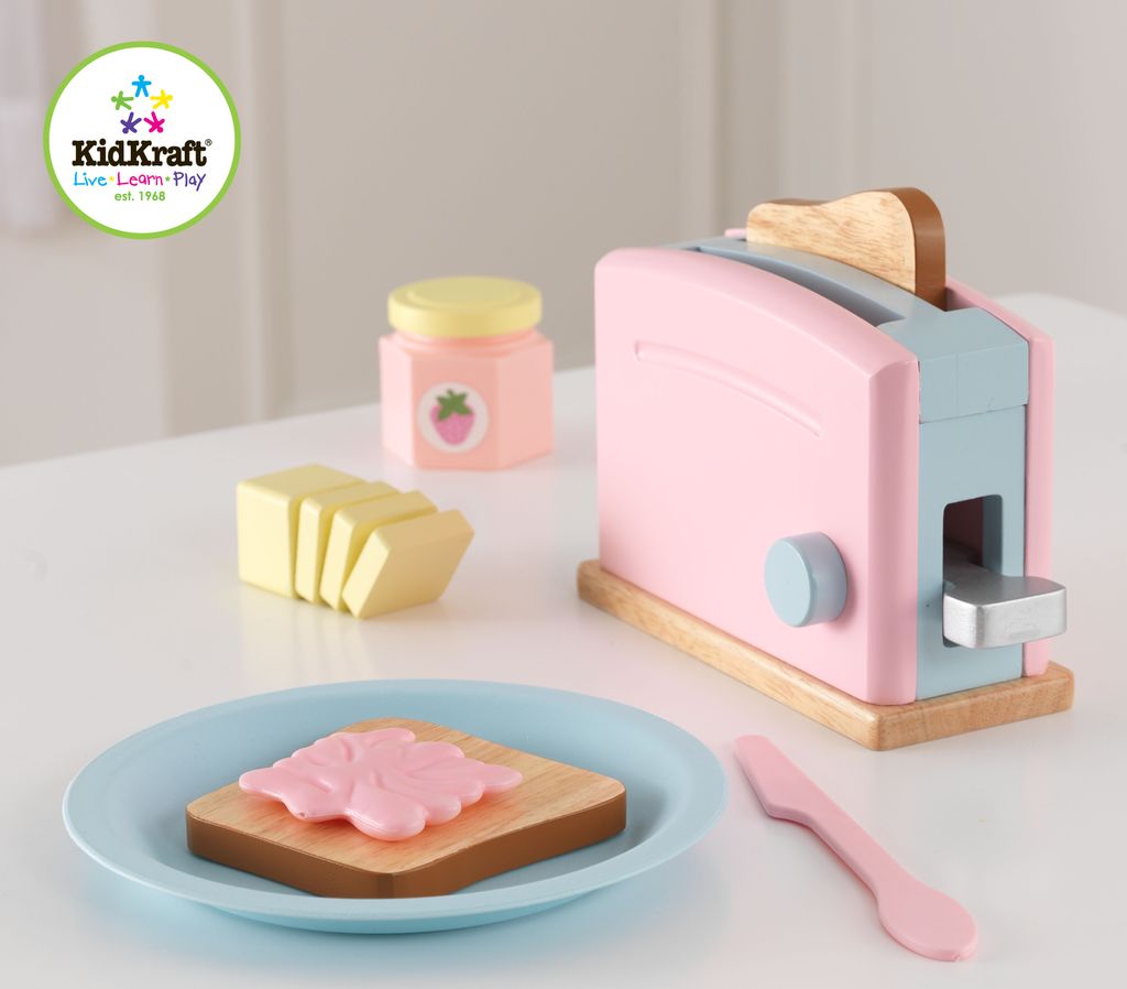 KidKraft 63374 Toasterset in Pastellfarben / Küchenspielzeuge ; Maße (LxBxH): 16 cm x 7 cm x 18
