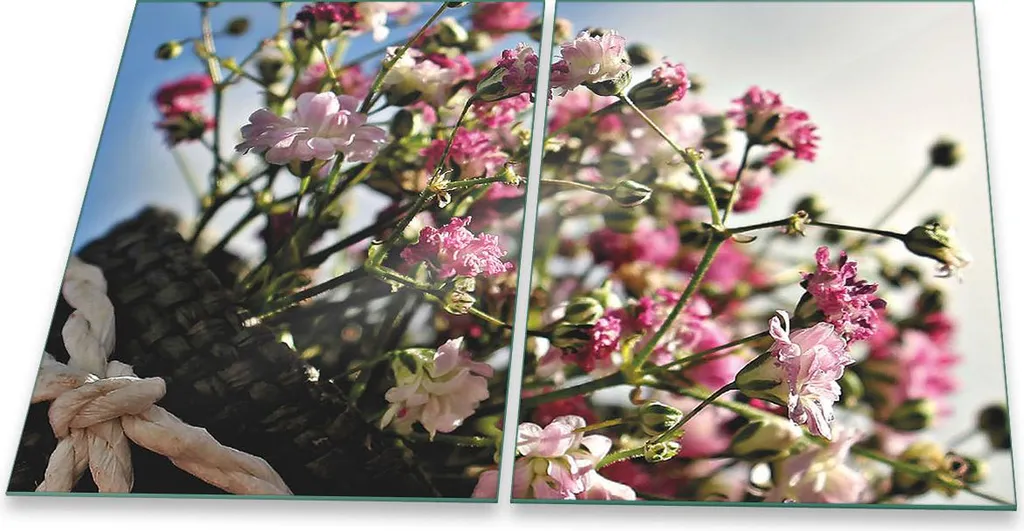 Copri Piano Cottura 2 Pezzi 40x52 Vetro Temperato Fiori Rosa