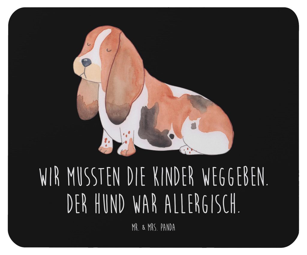 Mr. & Mrs. Panda Mouse Pad Hund Basset Hound - Schwarz - Geschenk, Sprüche, mausteppich, Süß, Mousepad, laptop, Mauspad, Lustig, computer