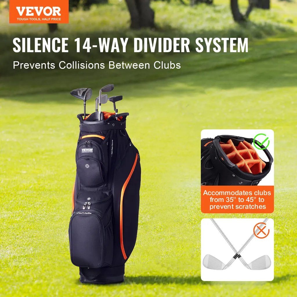 Sac de golf chariot premium robuste avec 14 diviseurs et 13 poches - 2