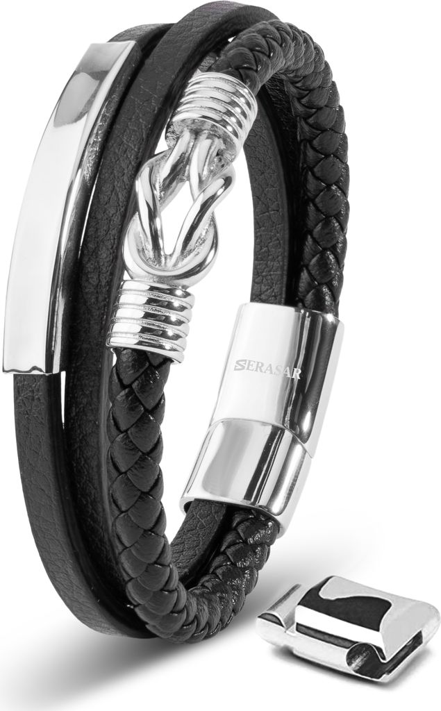 SERASAR | Leder Herrenarmband [Proud] mit Silber Stainless Produktbild 