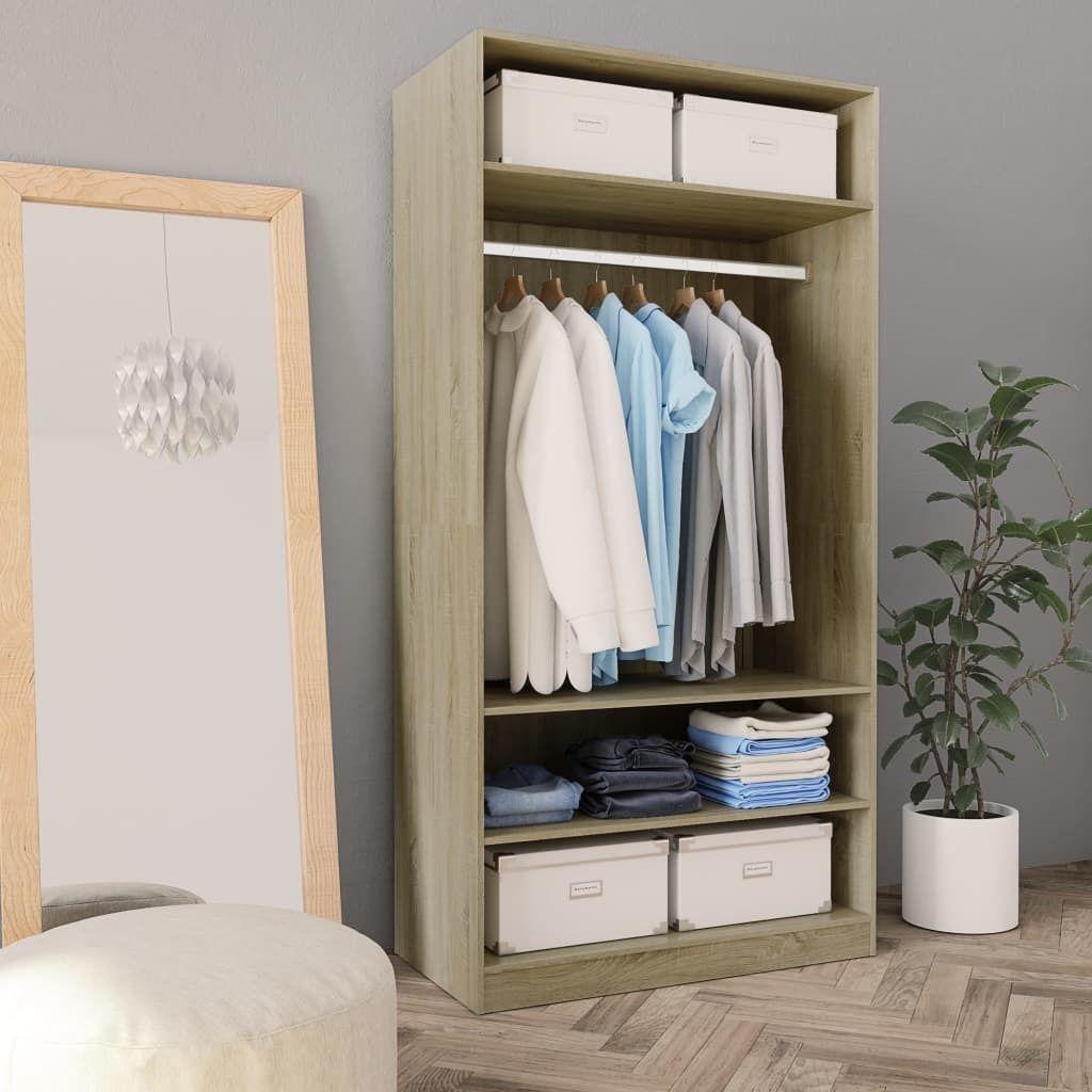 The Living Store Kleiderschrank Sonoma-Eiche 100x50x200 cm Holzwerkstoff