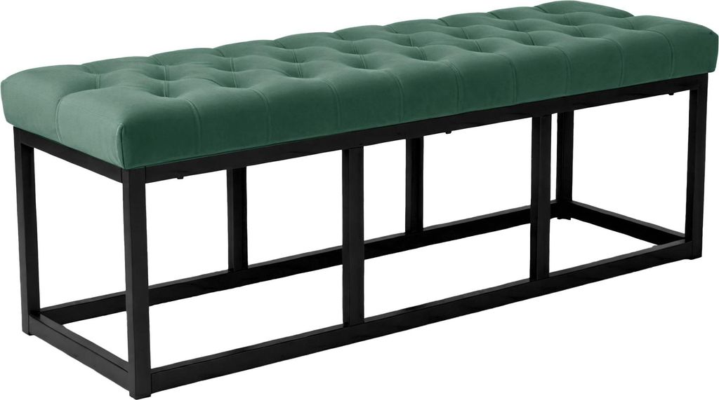Sitzbank MERIDA - Samt Grün 120x37x42 cm | Sitzbank Flur Sitzhocker Esszimmerbank Polsterbank Schlafzimmerbank