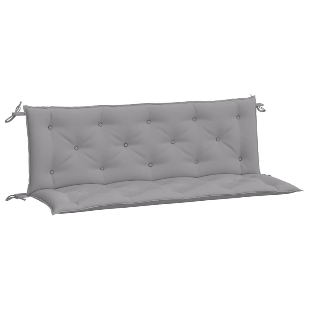 A gray bench cushion on a white background.
