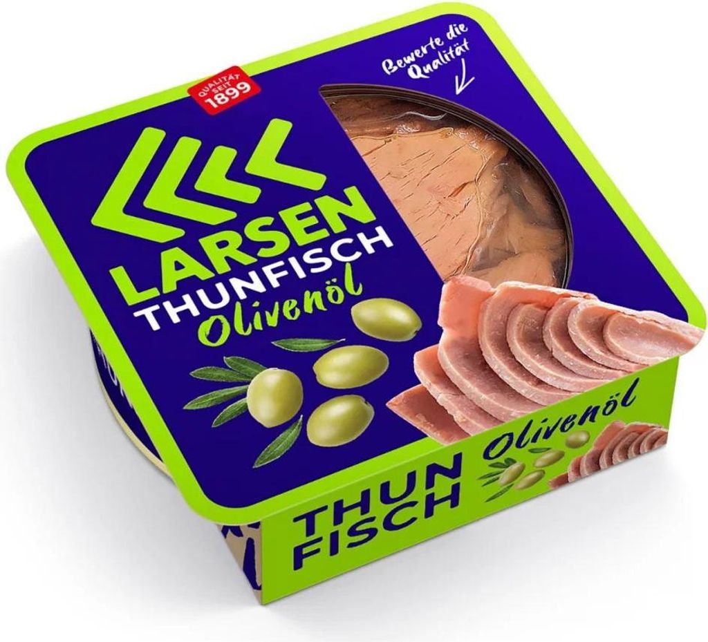 LARSEN Thunfisch in Olivenöl, mit transparentem Deckel 160g Produktbild 