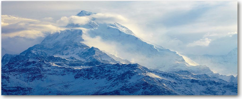 Tulup Leinwandbild - 125x50 cm - Wandkunst - Drucke auf Leinwand - Leinwanddruck - Landschaften - Blau - Berggipfel