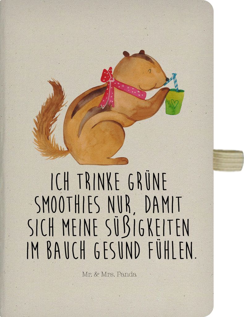 Mr. & Mrs. Panda Schreibbuch Eichhörnchen Smoothie - Transparent - Geschenk, Abnehmen, Adressbuch, Diät, Streifenhörnchen, Green Smoothies, Tage...