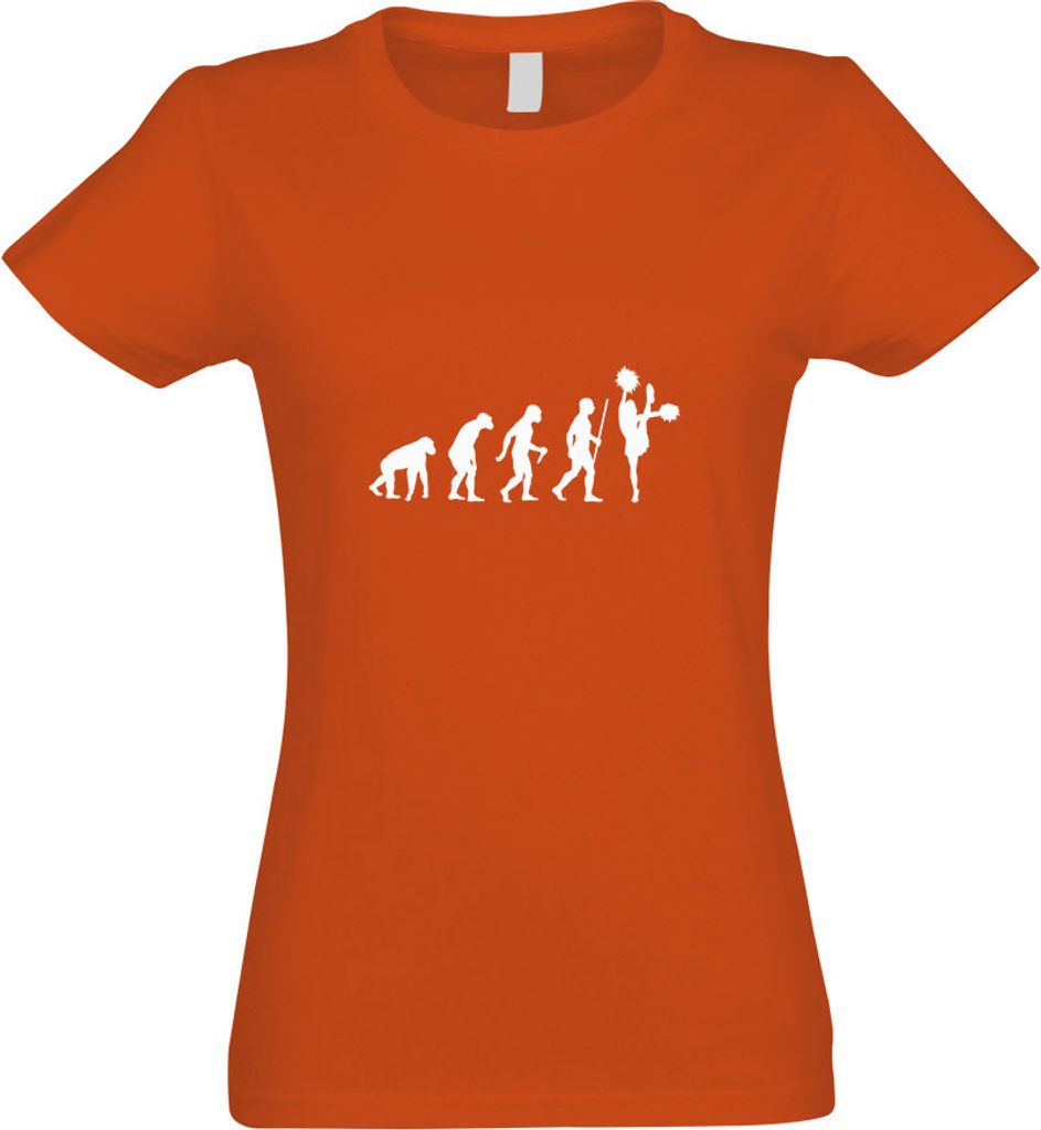 Kiwistar - T-Shirt tailliert - Damen - orange - Cheerleader Evolution - mit Motiv Bedruckt - Funshirt Design - Sport - Freizeit - Damen - XL