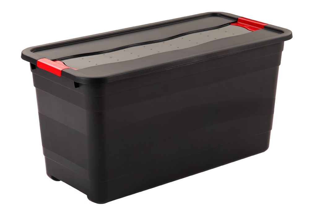 Aufbewahrungsbox Keeeper eckhart, 83 Liter, mit Deckel, graphite/rot