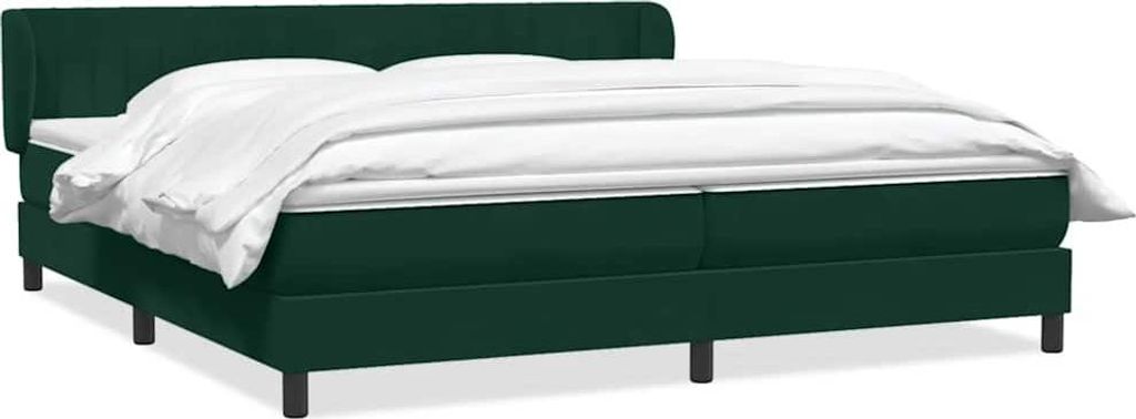 vidaXL Boxspringbett mit Matratzen Dunkelgrün 180x220 cm Samt