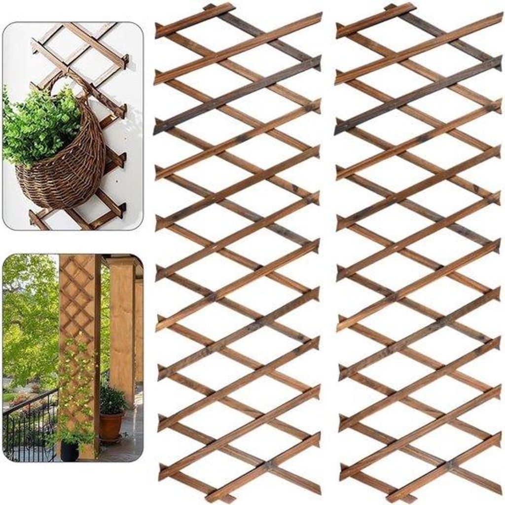 Houten Trellis-Set - 2 Stück - 180cm x 30cm - Wanddekoration - Vertikale Pflanzenschutz - Patio - Binnen- und Außenraum