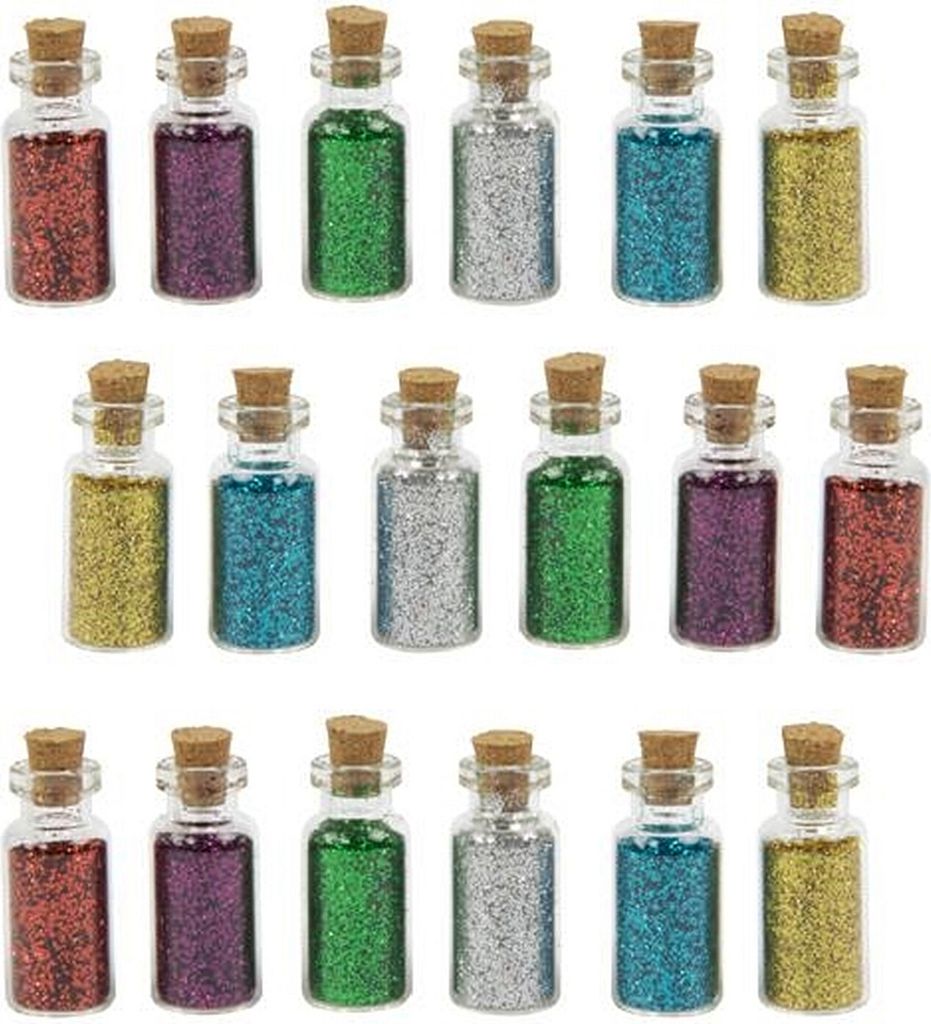Set mit 18 Mini-Flaschen mit Deko-Glitzer (Typ 1) Produktbild 