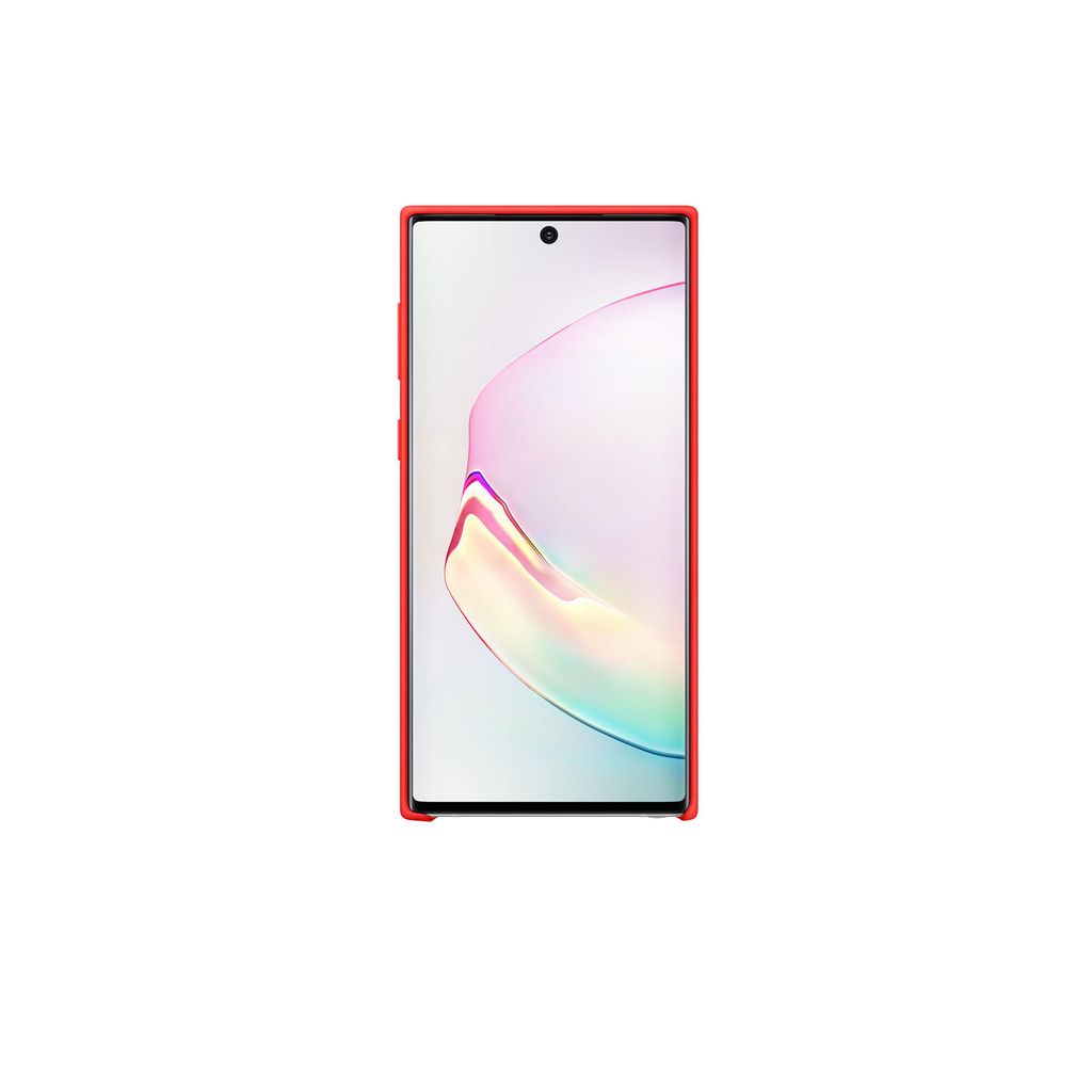 A red phone case is shown on a white background.