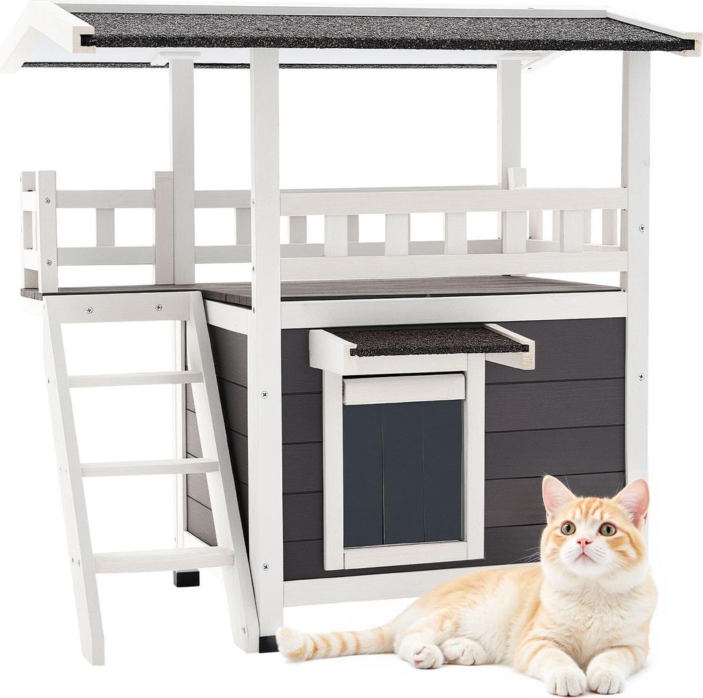 VEVOR Katzenhaus Outdoor, 2-stöckiger Katzenunterstand aus Produktbild 