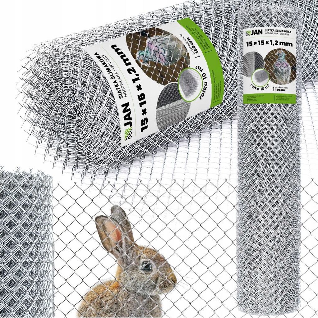 Maschendraht - Knotengeflechtzaun - 15x15x1,2mm - Höhe 1,5m - Wetterfest - 10m Länge
