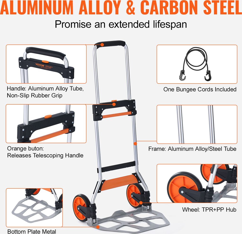 VEVOR Sackkarre Klappbar 125kg Transportkarre aus Produktbild 4