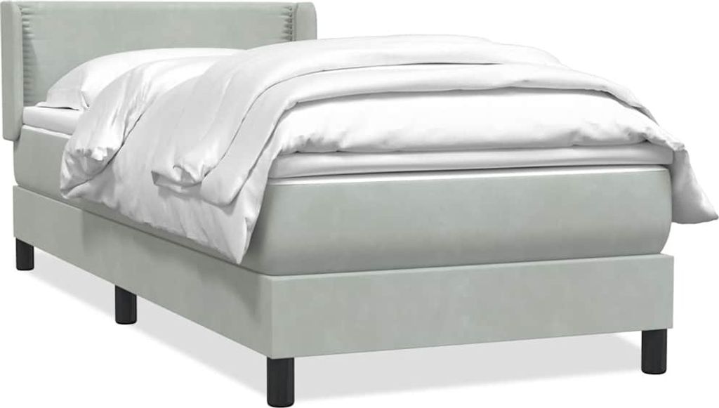 Boxspringbett mit Matratze Hellgrau 90x220 cm Samt